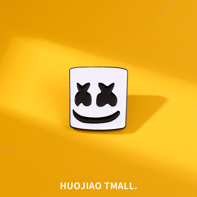 创意棉花糖头盔面具胸针marshmello百大dj电音节个性蹦迪别针女 虎窝淘