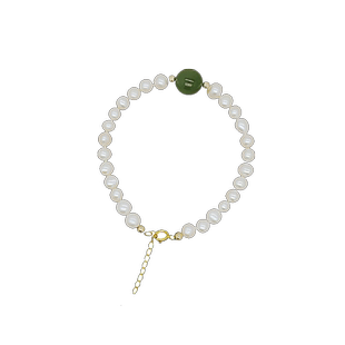 新中式古风青黛绿手链女手串福中国田园汉服仿珍珠手绳礼物