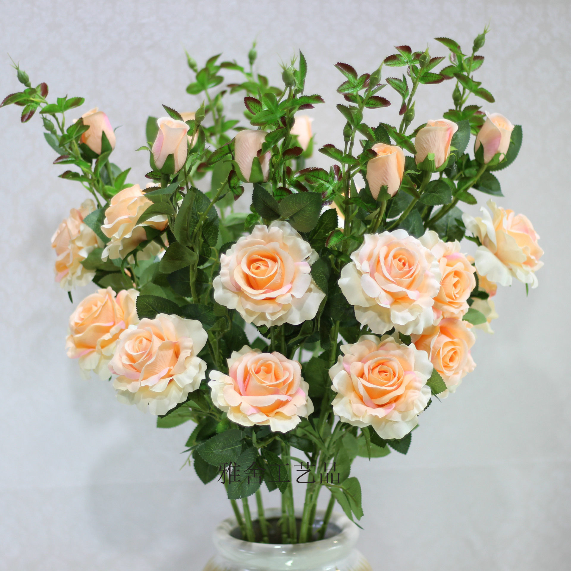 新高档仿真植物 玫瑰花绒布玫瑰婚庆装饰花客厅户外工程造景可水