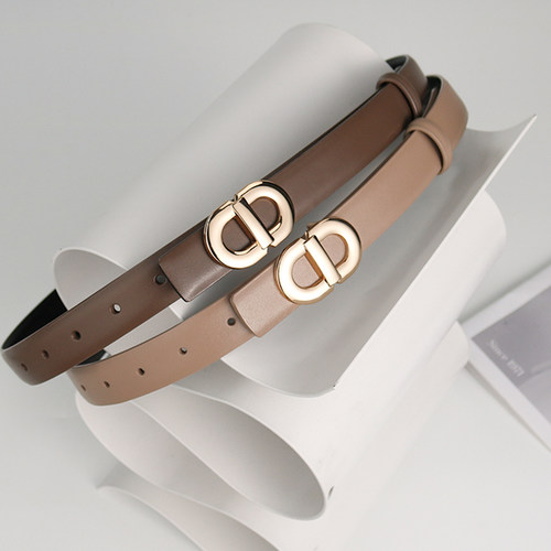 女双面可用牛皮合金简约装饰腰带