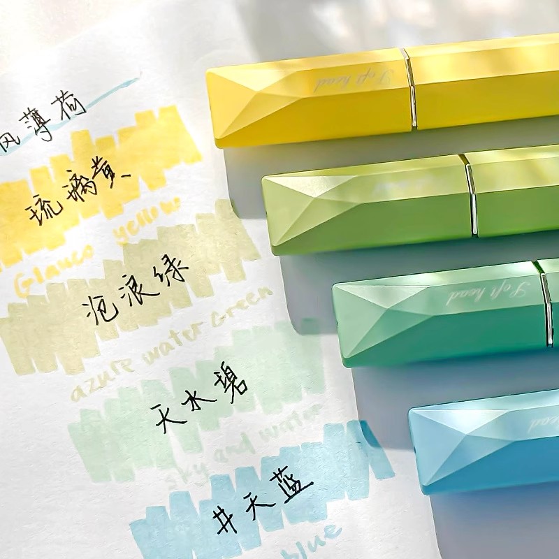 柯林荧光笔荧光标记笔学生用棱镜渐变多巴胺大容量高颜值记号笔彩色划重点标记笔做笔记专用软头手帐莹光笔