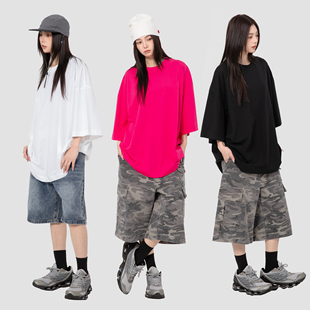 RHOME 圆领情侣短袖 HOUSE 街头oversize五分袖 T恤 韩国ins夏季