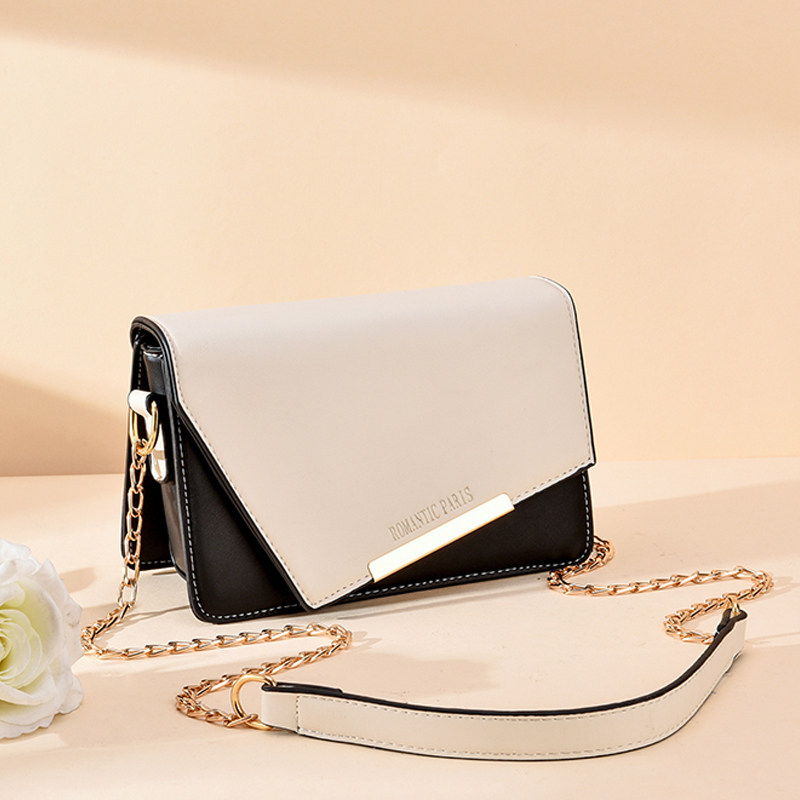 2020新款小包包新款女包拼色单肩斜挎包简约百搭信封包链条小方包