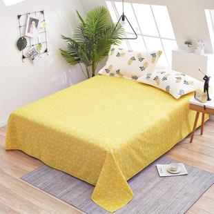 菠萝先生纯棉床单全棉斜纹单品床单黄色菠萝叶棉布床单