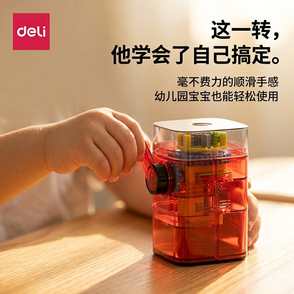 得力卷笔刀铅笔削笔器转笔刀绞刨刀手摇削旋笔刀儿童小学生文具学习用品男女孩削笔刨笔机美术生自动进铅正品