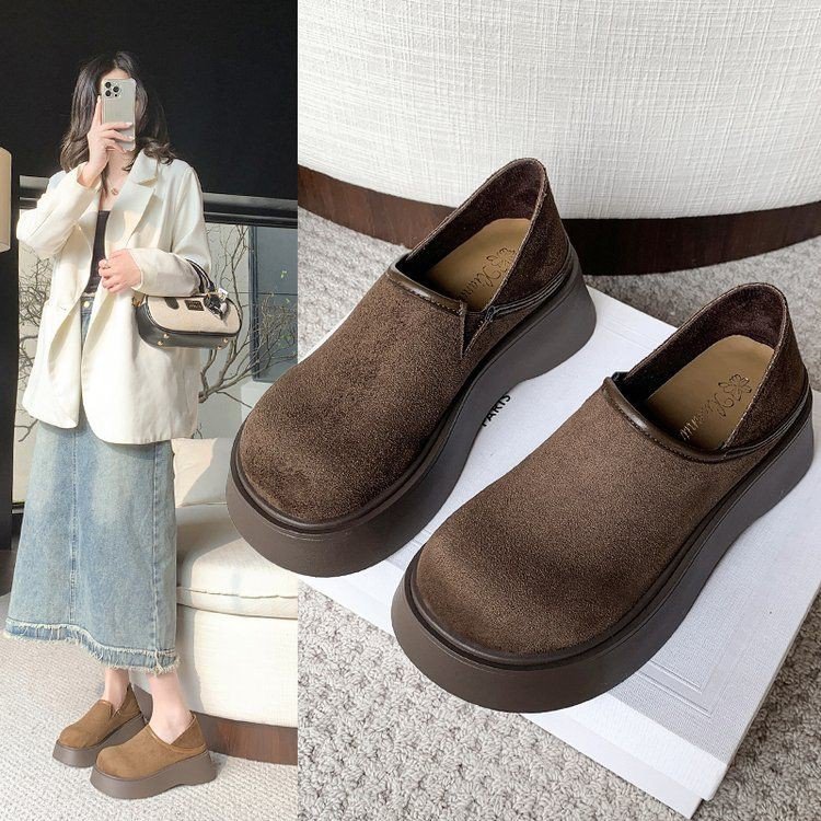 厚底勃肯鞋女2025新款秋季一脚蹬两穿女鞋子乐福鞋豆豆鞋博肯单鞋