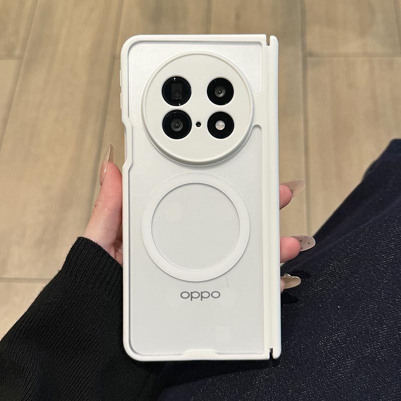 肤感透明磨砂适用oppofindn5手机壳带磁吸充电findN6双边中轴铰链全包保护套FindN5男女新款简约硅胶外壳