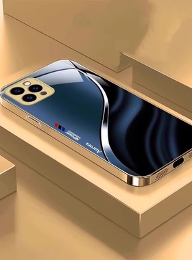鎏金钢化玻璃适用苹果13pro手机壳新款高级感iphone14promax轻薄降温全包防摔保护套15/16plus适合夏天的外壳