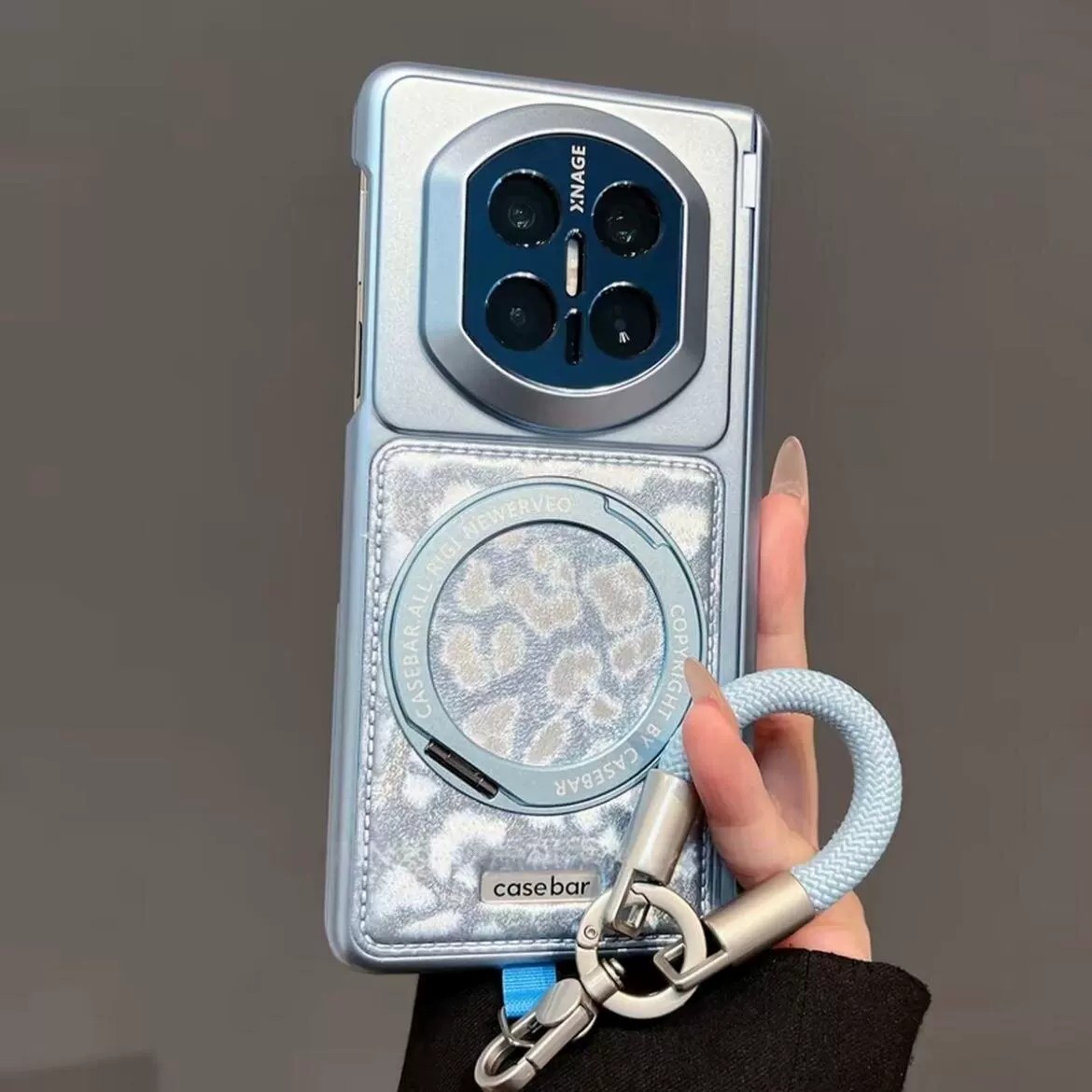 适用华为matex7全包豹纹带挂绳