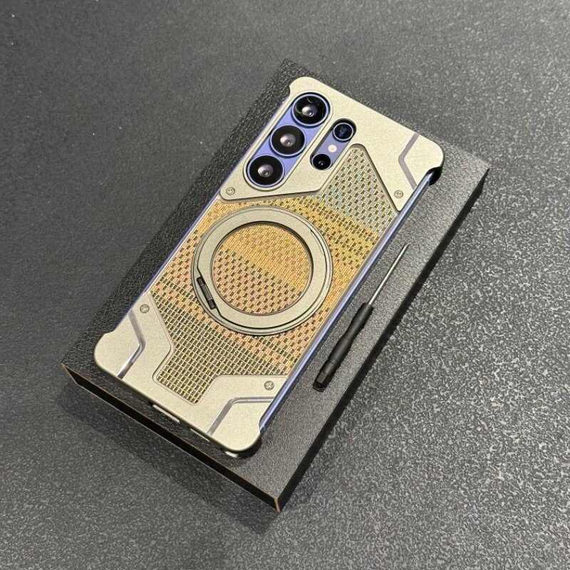 适用三星s26ultra手机壳无边框金属拼接组装新款高级感Galaxy S26 Ultra编织凯夫拉纹防摔保护套s26ultra外壳