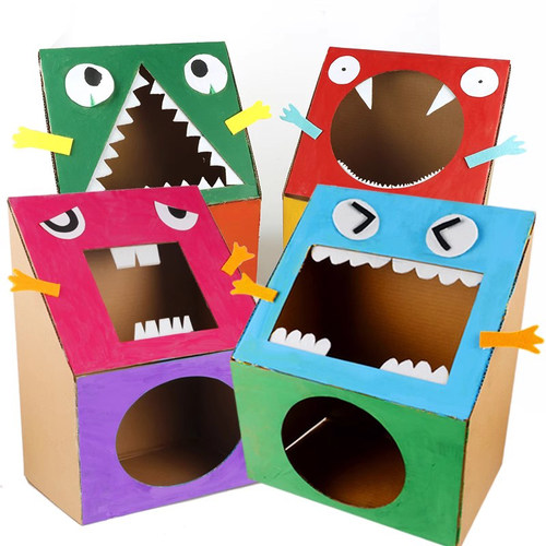 沙包自制纸箱板diy玩教具体育