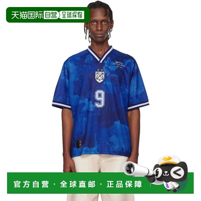 1h可退 香港直邮off-white 男士 蓝色 World Paint Soccer T恤 OM