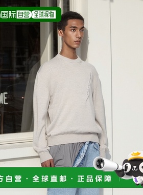 1h可退 香港直邮Y PROJECT 男士 灰色 Pinched Logo 毛衣 206SW01