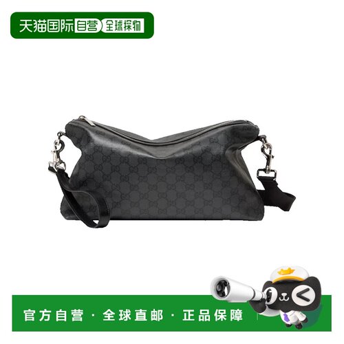 香港直邮Gucci 古驰 男士 黑色皮革斜挎包 A002KX 【付后1h可退】