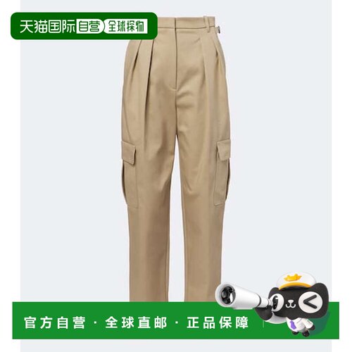 香港直邮Mugler 穆勒 女士 褶裥棉混纺工装裤 beige米色 舒适时尚