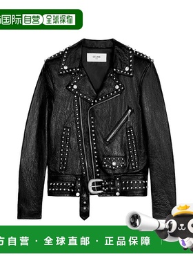 香港直邮Celine 饰钉机车皮夹克 2EJ08303P.
