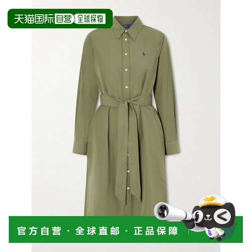 香港直邮Polo Ralph Lauren Polo 拉夫 劳伦 女士 束带刺绣棉麻混