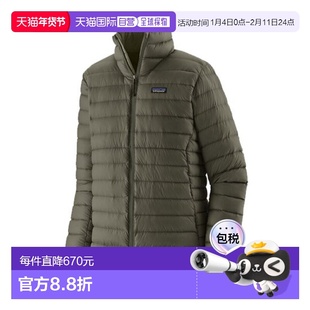自营欧洲直邮PATAGONIA DOWN SWEATER男士暗军绿色再生尼龙拉链羽
