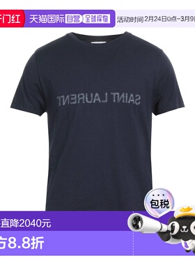 1h可退 香港直邮Saint Laurent 圣罗兰 男士 T恤 blue蓝色 舒适时
