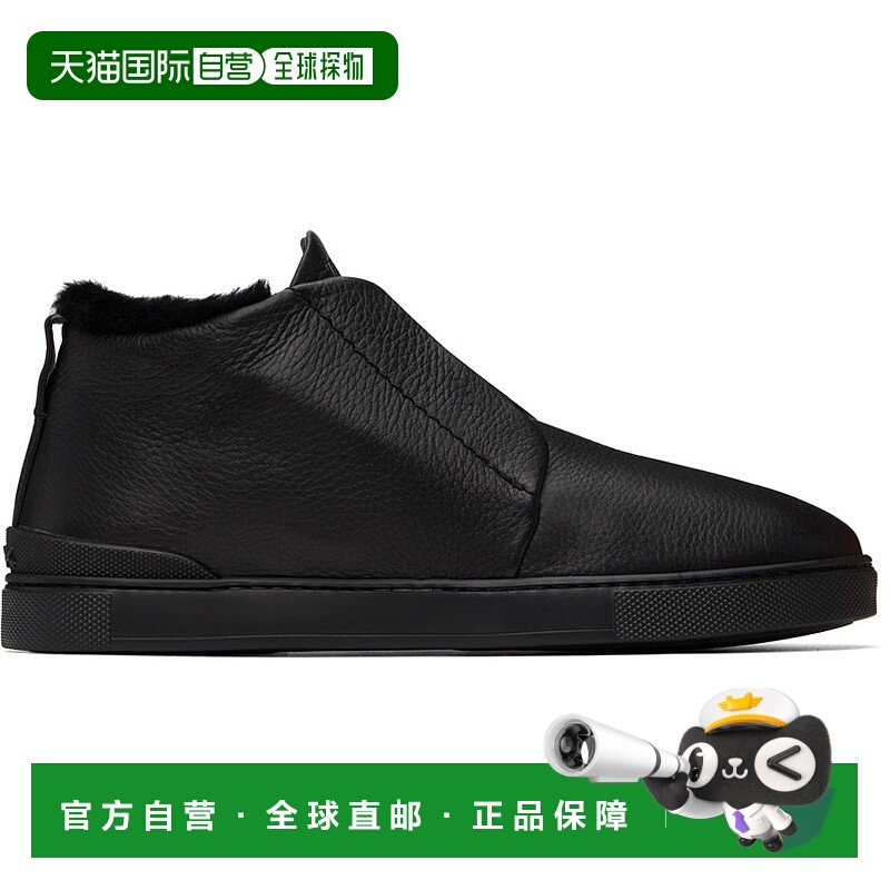 1h可退 香港直邮Zegna 杰尼亚 男士 黑色 Triple Stitch 运动鞋 L