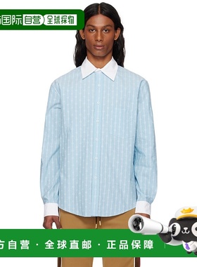 香港直邮Casablanca 男士 蓝色 Laurel Stripe Jacquard 衬衫 MS2