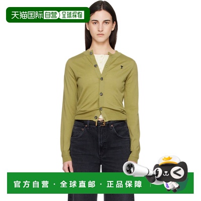 香港直邮Ami Paris 女士 绿色 Wool Crewneck Ami de Coeur 开衫