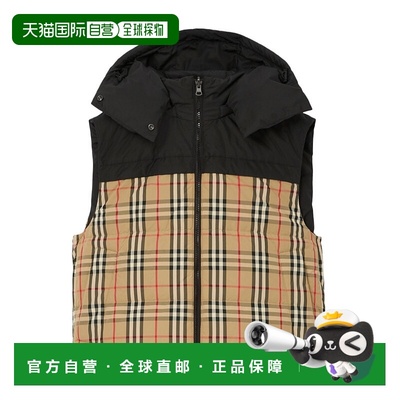 香港直邮Burberry 双面格纹羽绒马甲 80726861高端流行 休闲时尚