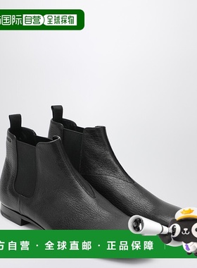 1h可退 香港直邮Prada 普拉达 男士 黑色皮质切尔西靴 2TF036X000