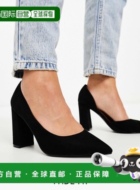 香港直邮ASOS 女士 Winston suedette 设计宽版多尔赛高跟鞋(黑色