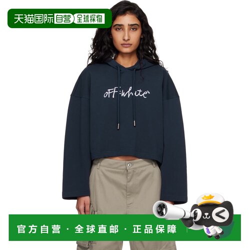 香港直邮off-white 女士 海军蓝 OW Embroidered Script Indust