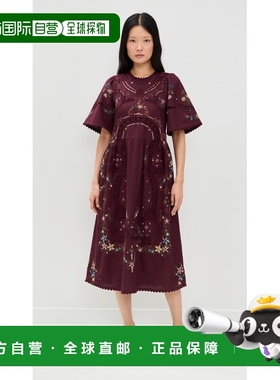1h可退 香港直邮SEA 海洋 女士 Edwina 刺绣短袖连衣裙 red红色