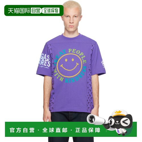 香港直邮Marine Serre 男士 紫色 Regenerated Graphic Jersey T