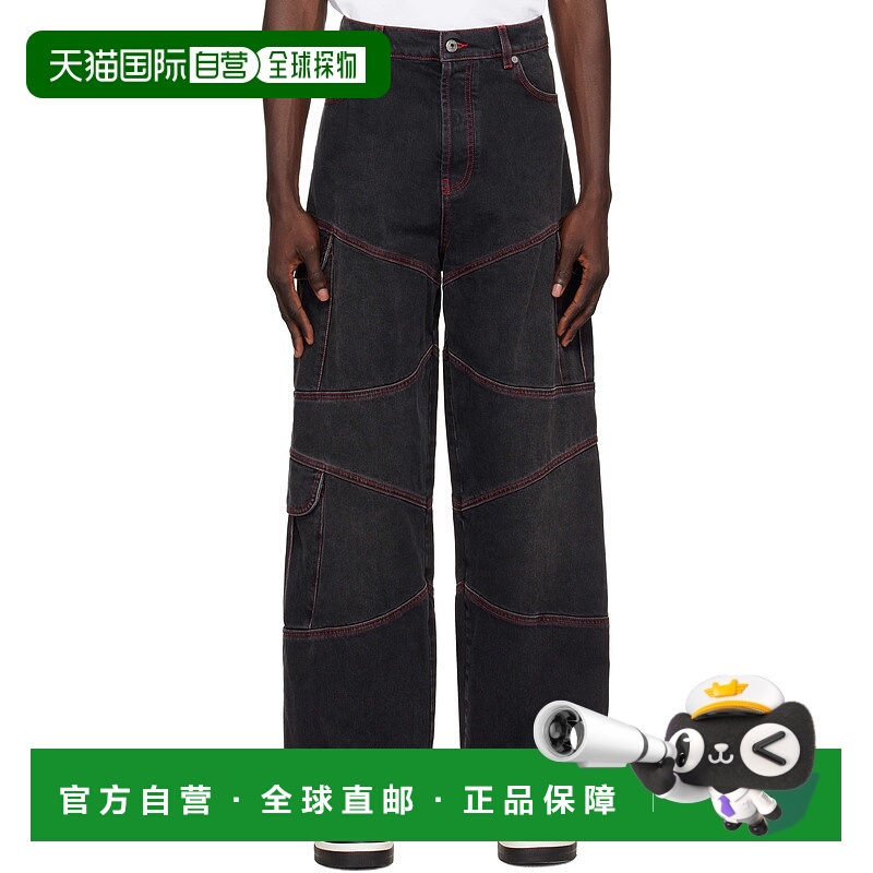 香港直邮off-white 男士 黑色 Script Samurai Straight 牛仔裤 O
