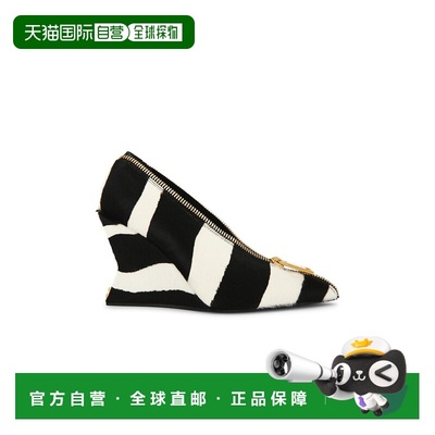 1h可退 香港直邮Balmain 巴尔曼 女士 Pump 斑马纹拉链坡跟鞋 FN0