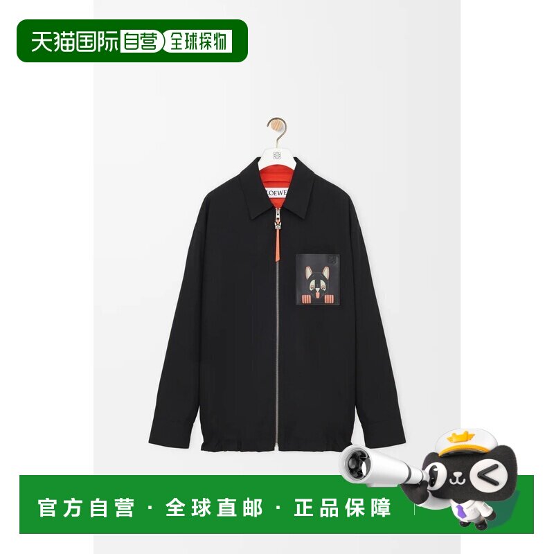自营欧洲直邮LOEWE罗意威 男士黑色/橙色棉质猫贴花衬衫式外套
