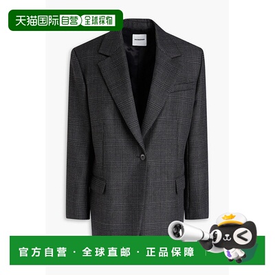 1h可退 香港直邮Sandro 女士 威尔士王子格纹羊毛花呢西装外套 SF