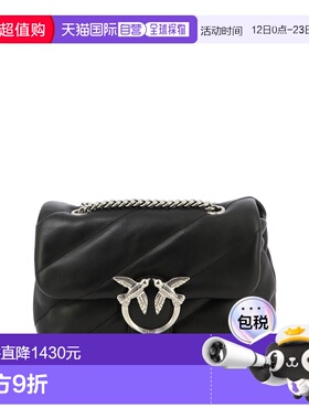 1h可退 香港直邮Pinko 品高 女士 黑色皮革斜挎包 100039A0F2Z99O