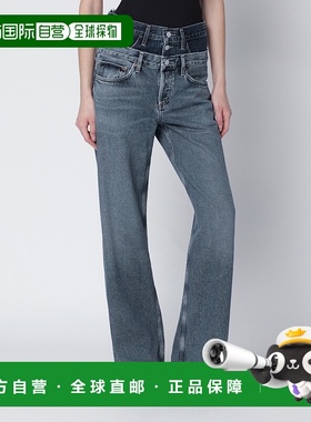 1h可退 香港直邮AGOLDE 女士 Elson 双腰带靛蓝色牛仔裤(dark/lig