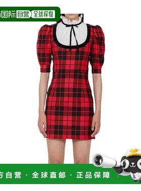 香港直邮Alessandra Rich 格纹短袖羊毛连衣裙 FAB2557BAW19