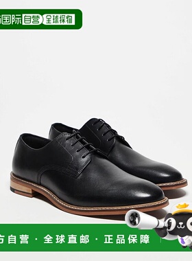 香港直邮ASOS 男士 设计绑带皮质德比鞋(黑色) black黑色 舒适时