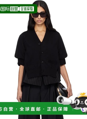 1h可退 香港直邮Sacai 女士 黑色 Chalk Stripe & Cotton Knit 开