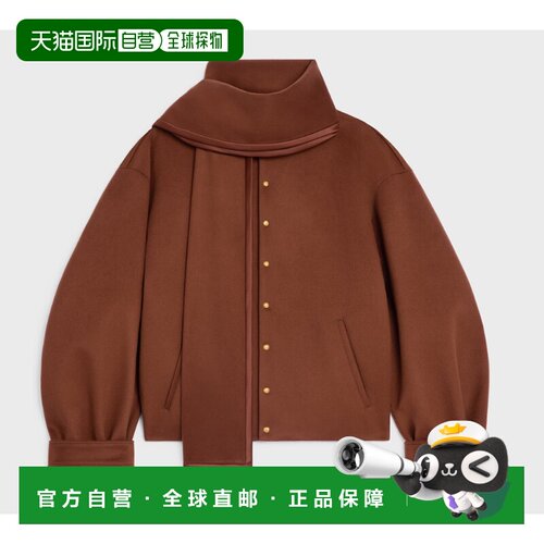 香港直邮CELINE 女士西服 RV13S998K18NC SS2026 棕色 围巾夹克