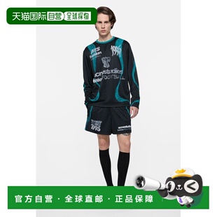 自营欧洲直邮Acne Studios 男士黑色聚酯纤维印花运动休闲裤短裤