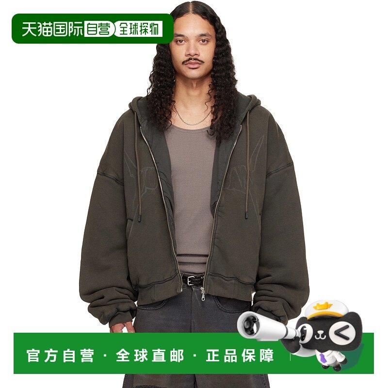 香港直邮Tom Ford 汤姆 福特 男士 灰色 Washed Out Zip Up 连帽