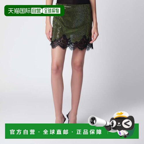 香港直邮Self-Portrait 女士 水晶金属感针织绿色迷你半身裙 PF26