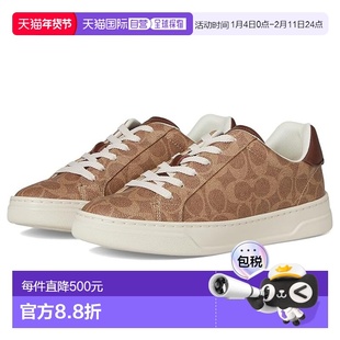 1h可退 香港直邮Coach 蔻驰 女士 Line 高筒标志涂层帆布运动鞋