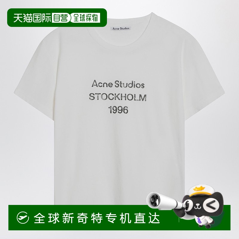 1h可退 香港直邮Acne Studios 艾克妮 女士 白色棉质带LogoT恤 CL