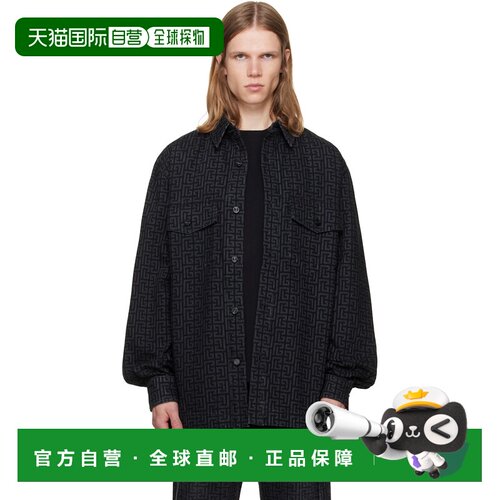 香港直邮Balmain 巴尔曼 男士 黑色 Monogram 牛仔夹克 HH1HC160D
