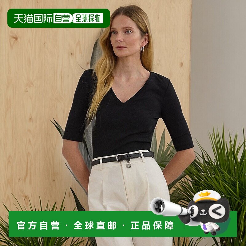 自营欧洲直邮RalphLauren拉夫劳伦 Lauren弹力棉质肘袖T恤女装