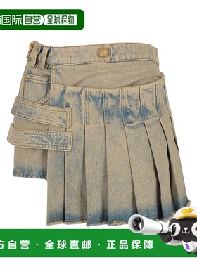 香港直邮Balmain 牛仔半身裙 AF1LB076DD05a字裙